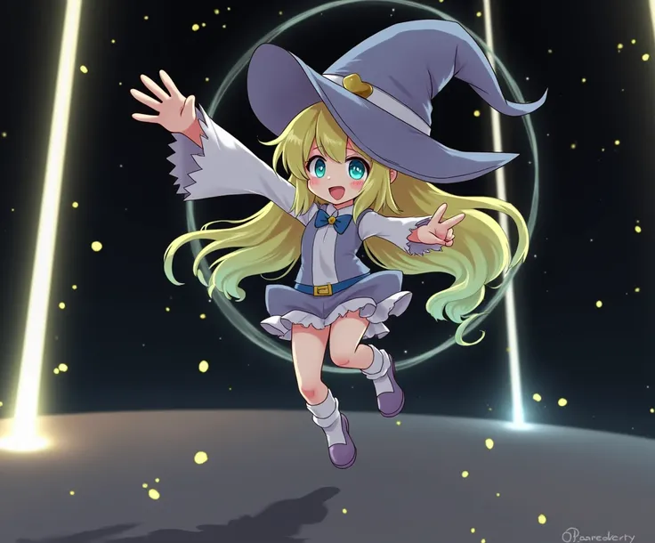 best qualityer, high resolution, 1 girl, Leprechaun, witch&#39;s hat, Floating in space, energy sphere, light particles, shiny hair, shining stars, fancy,