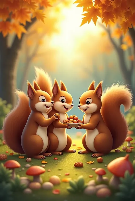 Sharing brings Happiness between group of squirrels