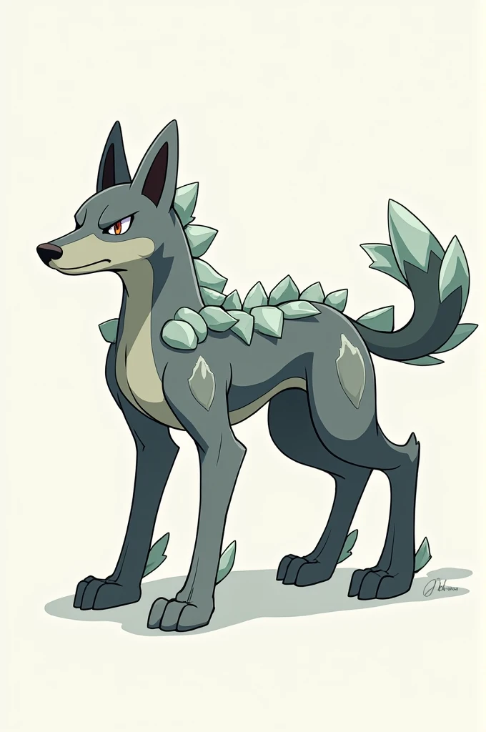 Make me a rock type greyhound pokemon in a pose that makes it powerful, I want it to be easy to trace 