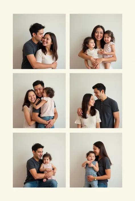 generate a collage with 5 square 
square pictures the lay out and the styles with minimalist and its about family, no need to put a picture because I have mine, I want you to help me the design only