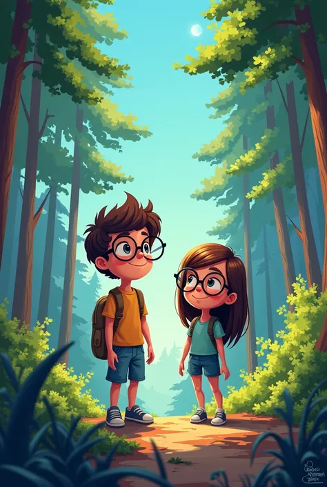 create a boy and a girl with glasses in gravity falls from disney to color