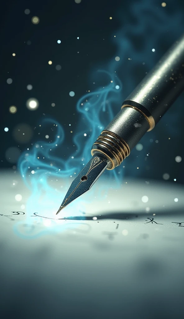 Show the pen moving magically across the paper, writing fast and perfectly. Use light effects and playful animation to make the pen feel enchanted.