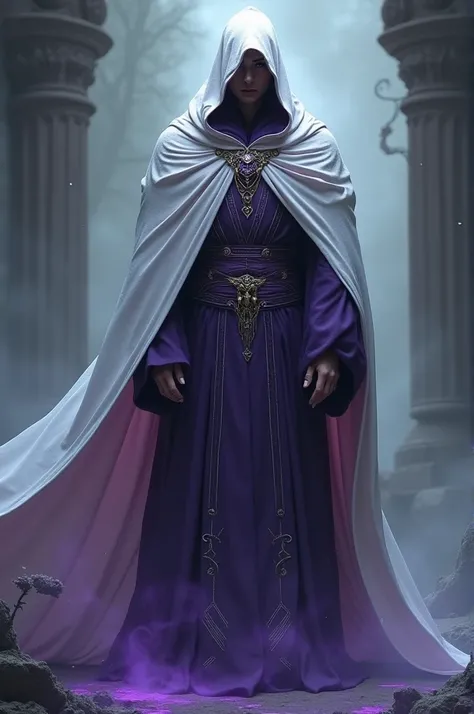 Wizard in purple robes and white cloak