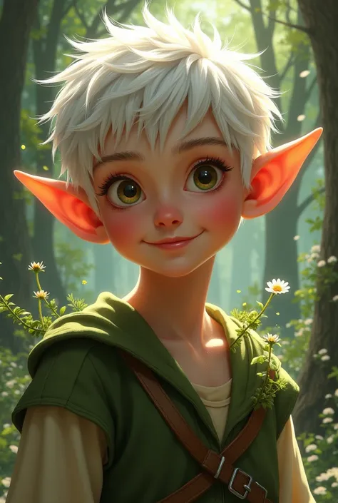 Ian SomerHalder as an elf, short white hair, cute smile