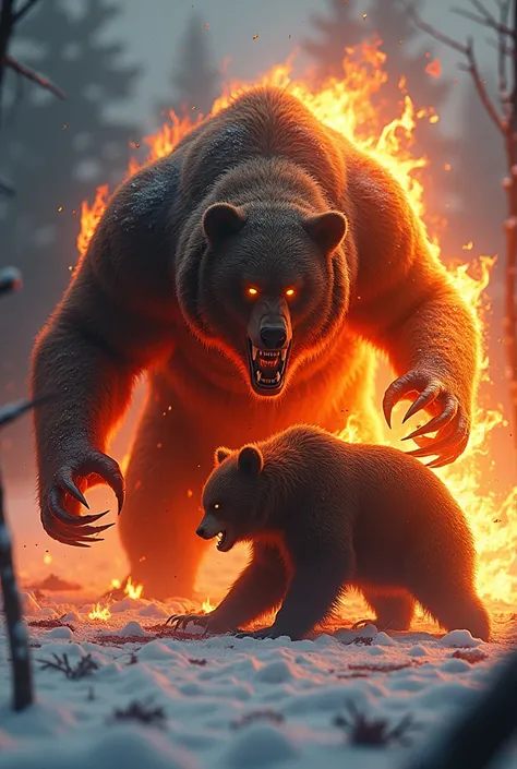  Dangerous angry devil ice  bear on fire & killed the blood normal bear