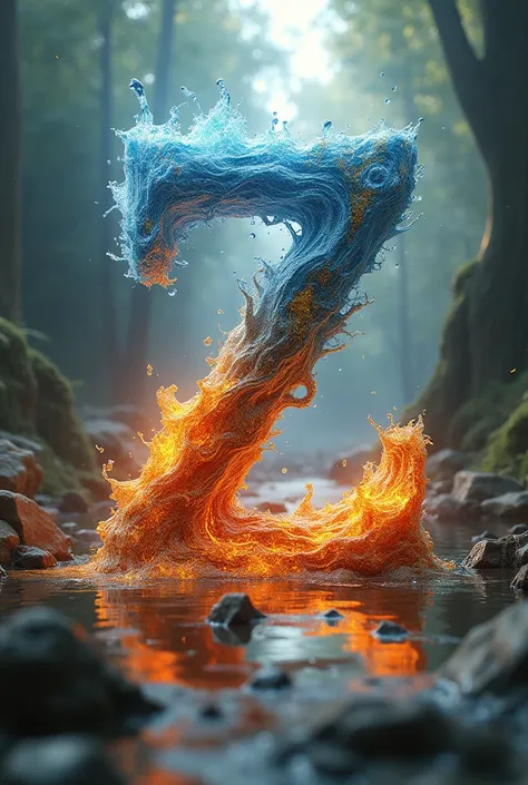 (photorealis.:1.2), the letter z, fire, water, earth ,air