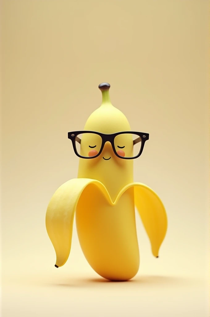 Very small banana with glasses