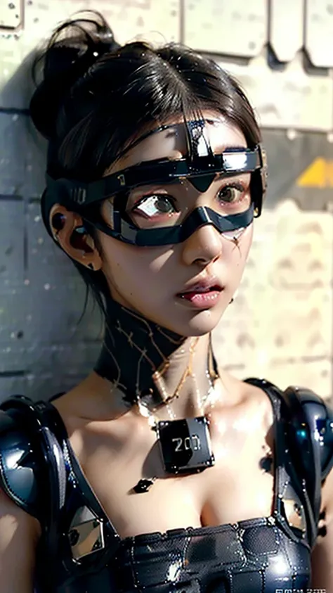 (masterpiece:1.2,Exceptional Quality,mirror-like,cinematic experience),8k,wallpaper,Ray Tracing,(woman),Are standing,(美しいwoman,sexy),(Wearing futuristic cyber goggles:2.0,Data displayed on the goggles:2.0,Detailed view of the goggles:2.0),(A face with atte...