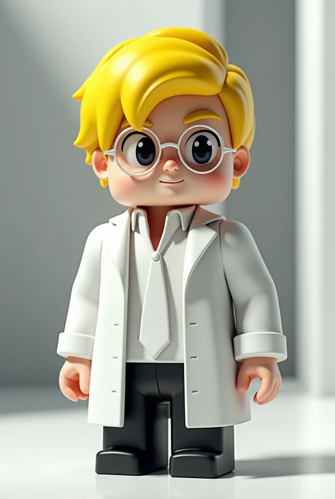 make me a character with glasses yellow hair wearing a white tie white suit black pants render Minecraft guy
