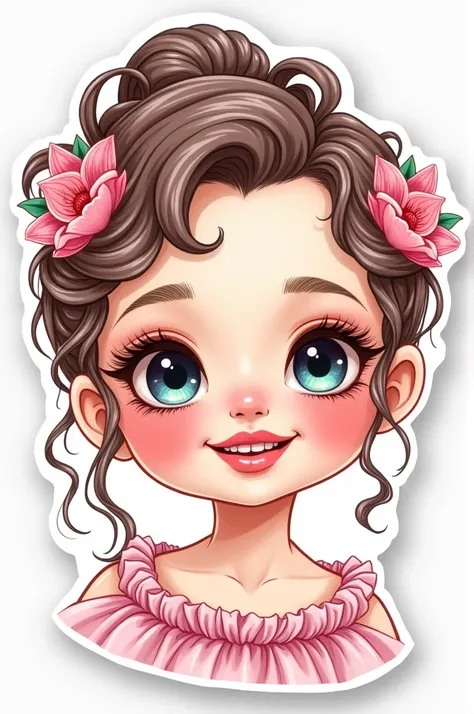 Create a creative drawing of a little doll with makeup for me.
With the ANNA&#39;S MAKE UP logo and thank you for your preference. 
For me to make stickers
