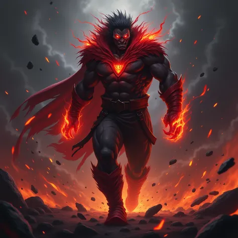 An action-packed  glowing red eyes, and fiery red accents.  as All-Rounder and Part-Time Rusher should be displayed prominently, The background should be dark with intense textures, digital effects like sparks, light trails, and motion lines, highlighting ...