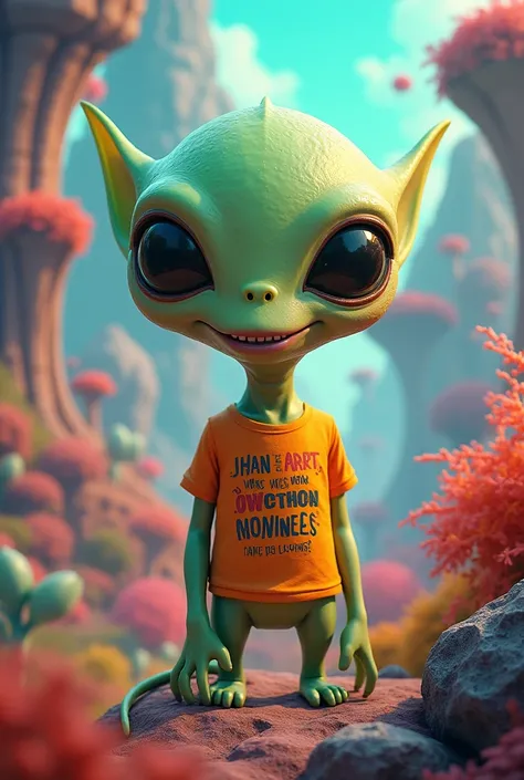 Funny alien wearing t-shirt