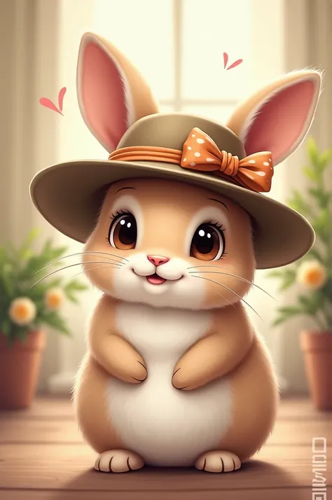 Cute bunny wearing a hat