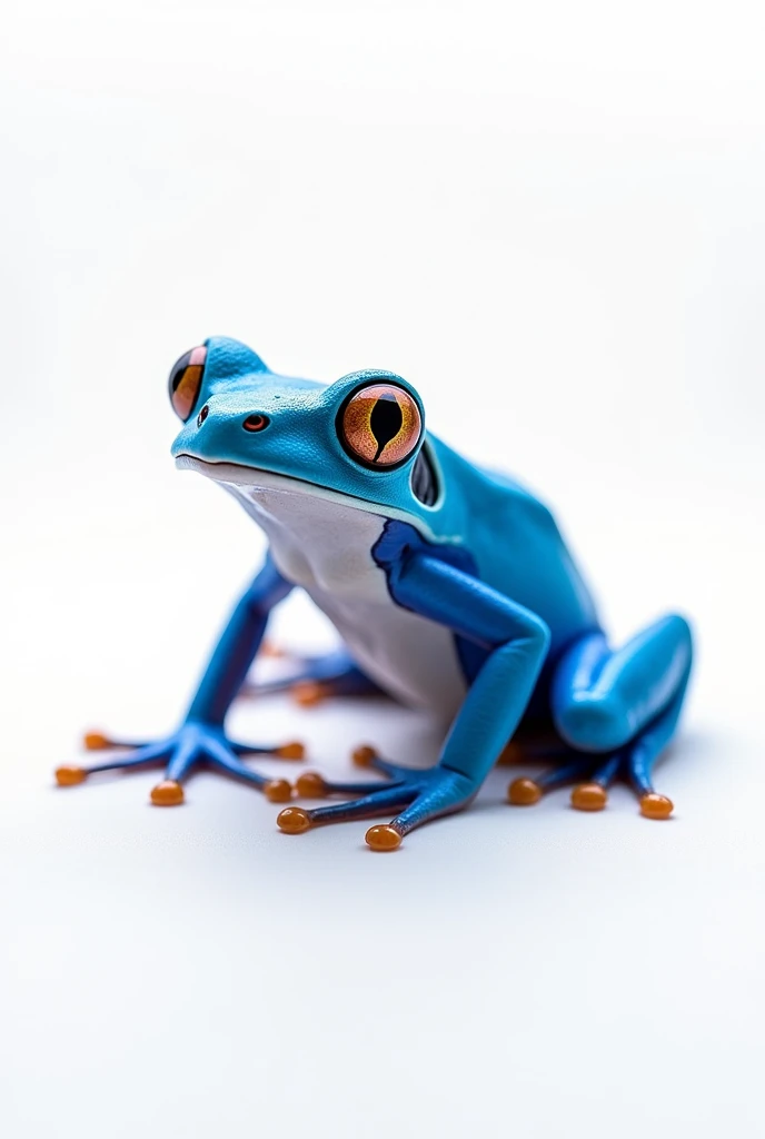 Blue tree frog with white background 