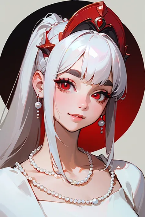 (Highest quality, masterpiece:1.2), High resolution, 最高masterpiece、Very detailed, Realistic:1.37, Fantasy, An illustration,Gray Hair、 Red eyes、Queen, Red dress、beautifully、Eyeshadow Red、Thick eyebrows、Long eyelashes、pupils are black、shiny on the lips、Top S...