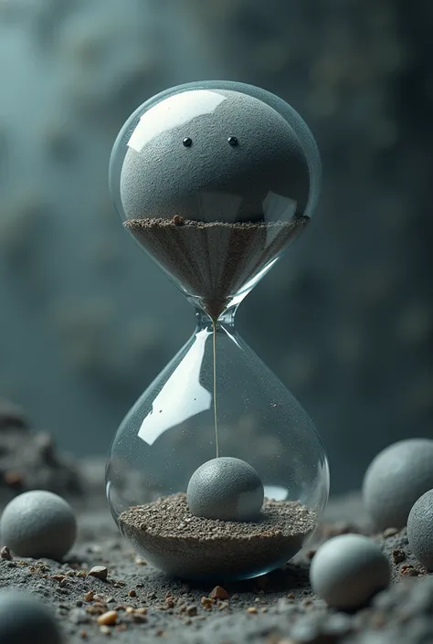 Hourglass universe inside in grey planets inside the hourglass without sand 

