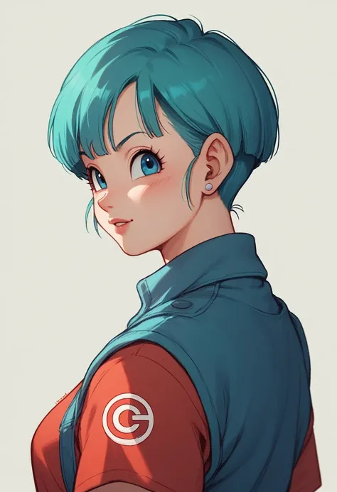 anime、 bulma from dragon ball, one girl, alone, view your viewers, i&#39;m embarrassed、 long hair, aqua hair, sexy, ((((thick th...