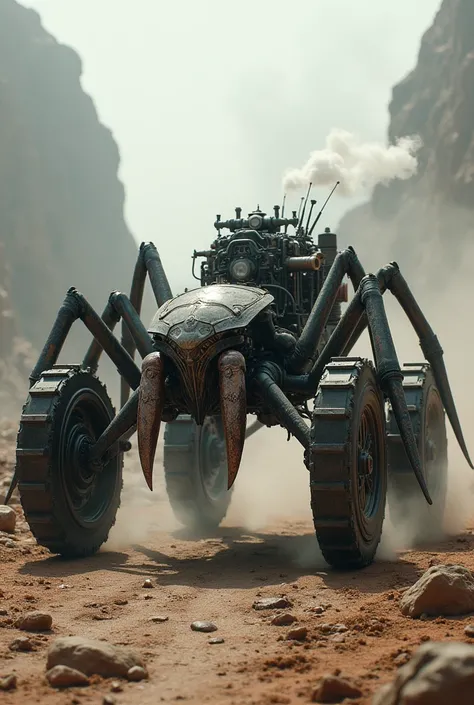 a tarantula shaped like a wheeled vehicle 