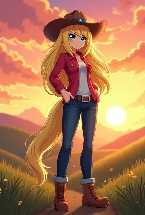 Applejack as America Hetalia with sunset shimmer model female blonde hair color blue eyes eqg