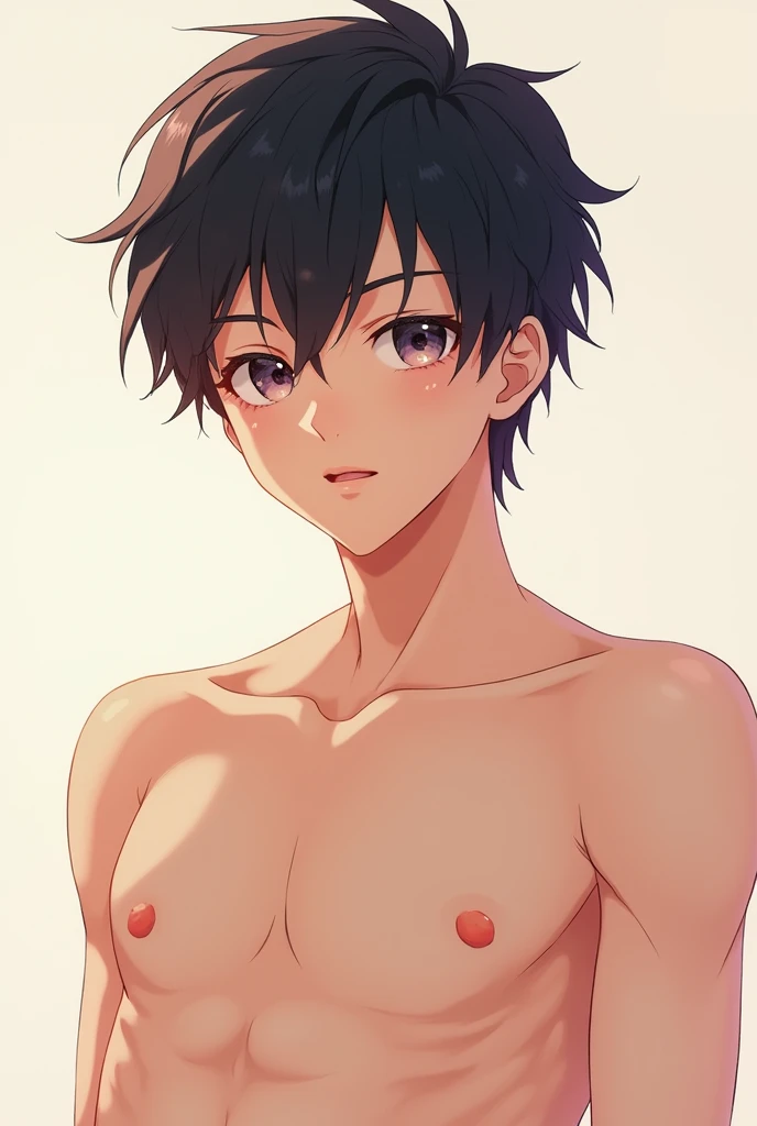 1 japanese boy, shirtless, anime style, seductive