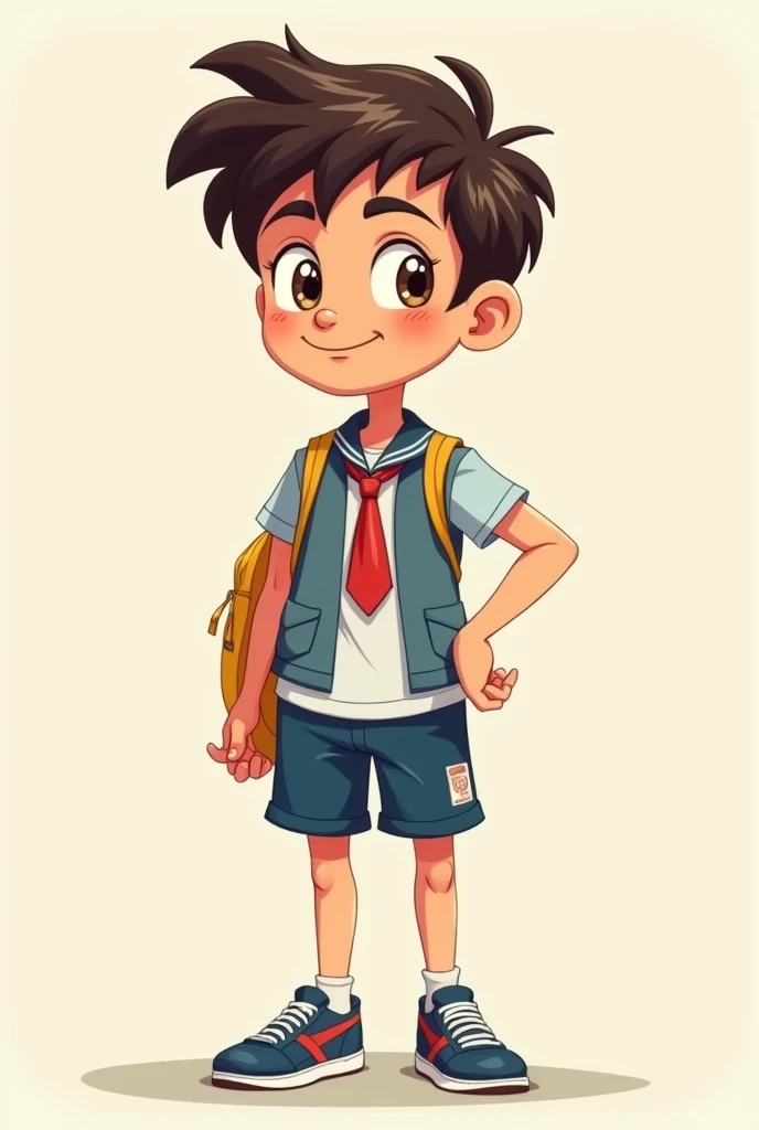 Cartooning, 2D, teenage boy wearing uniform 