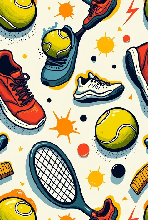 A pattern featuring tennis-inspired icons, such as tennis balls, rackets, and tennis shoes, in a fun and playful arrangement.