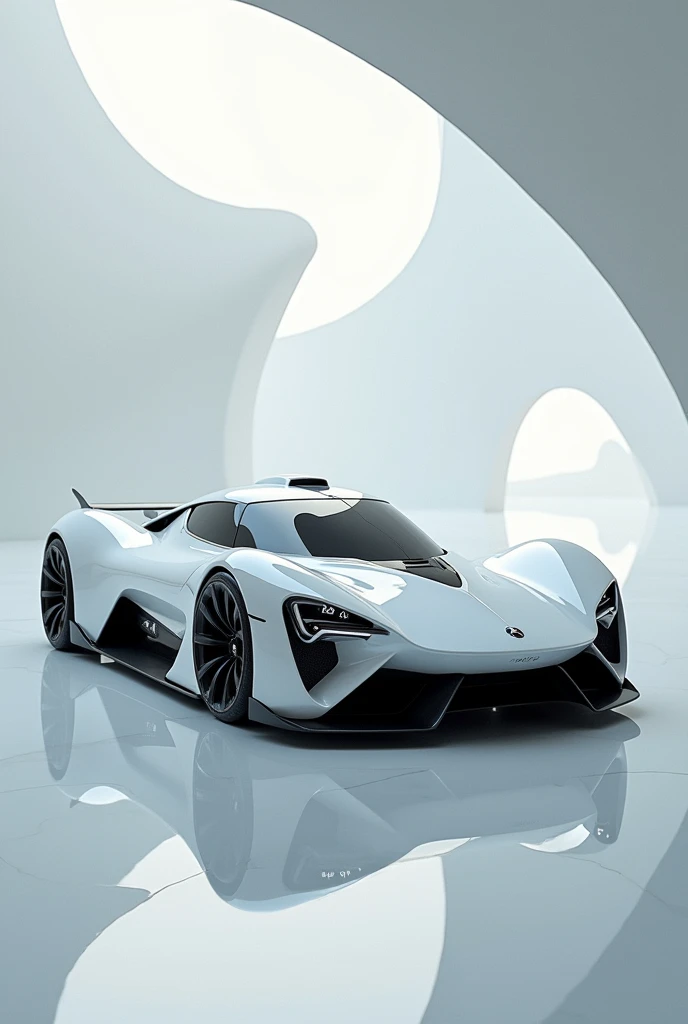 An incredible and ultramodern white concept electric hyper sports car