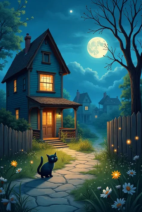 Mittens was an adventurous cat with a knack for sneaking out at night. One evening, as the moonlight bathed the neighborhood, Mittens found a mysterious, glowing trail of paw prints leading to an old, abandoned house. Curiosity piqued, Mittens followed the...