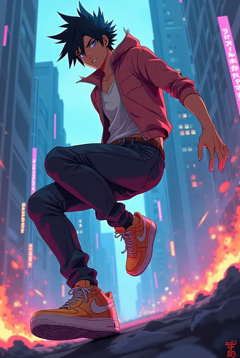 Make male anime character wearing Nike Air Force shoe