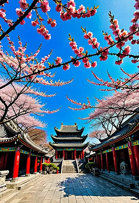 Cherry blossoms at Qinglong Temple