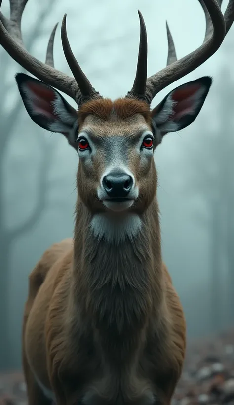 1 Big deer with red eyes, blushing, A forbearing expression, Hopeless, Tears of the movie, 8k octane render, 