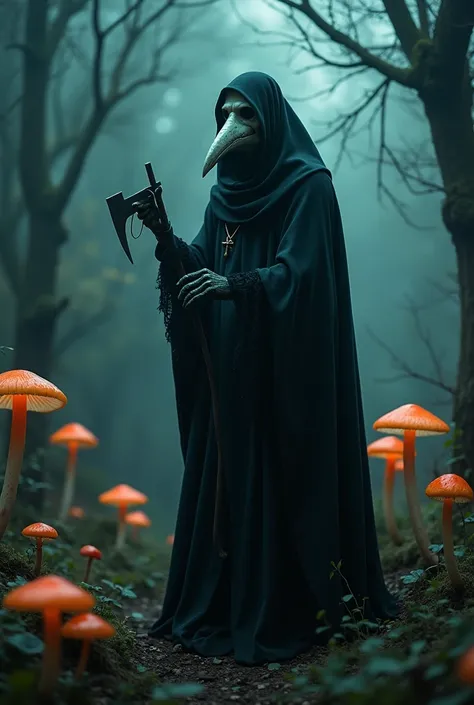 (masterpiece, 最high quality), High resolution, (8k resolution), Centered, (Very detailed), Look forward,Poisonous mushrooms, alone, Plague doctor, goggles, have, Lock, Black Veil, Mask with beak, Volumetric lighting:1.1, dark, (detailed:1.2), Sharp focus, ...