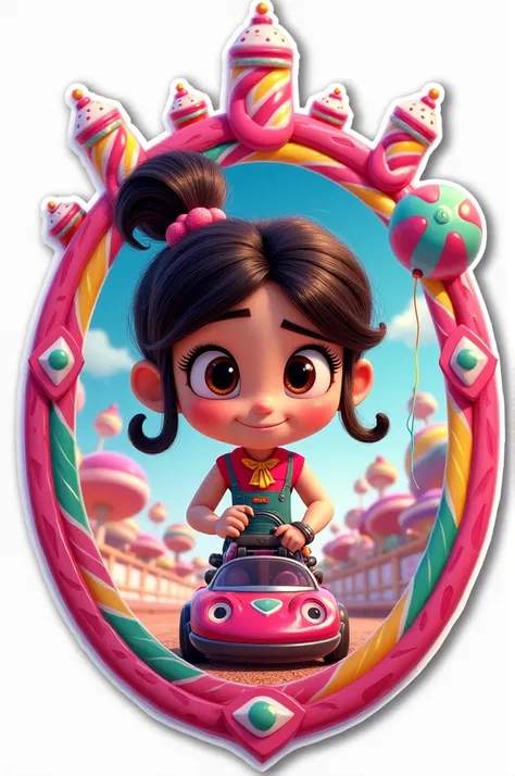 You can create a round sticker for Vanellope&#39;s birthday from Wreck-It Ralf 