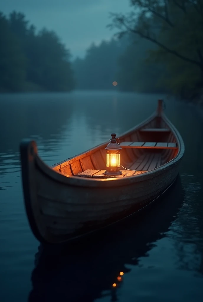 Lamp on a canoe in profile

