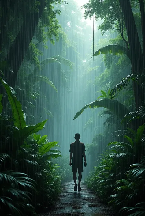 Rain in jungle 