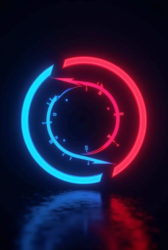 Create a logo neon red & neon blue round shape (CRYPTO) (★BR★)