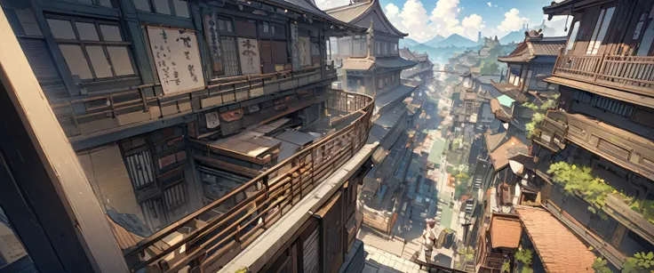 A perfect future city　It is written in Japanese　There is a balcony　Highest quality　Masterpiece
