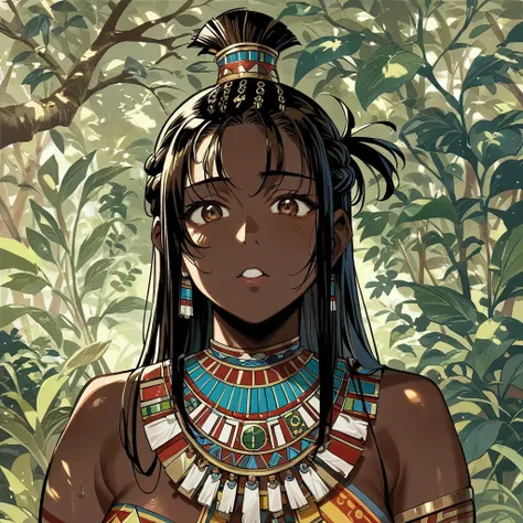 ((Highest quality)), ((masterpiece)), (detailed), （Perfect Face）、The woman is Yuuki Asuna, who has become an African tribal woman in body and mind, with dark brown skin, African hairstyle, and an engagement ring.、A woman gives her beloved husband an Africa...