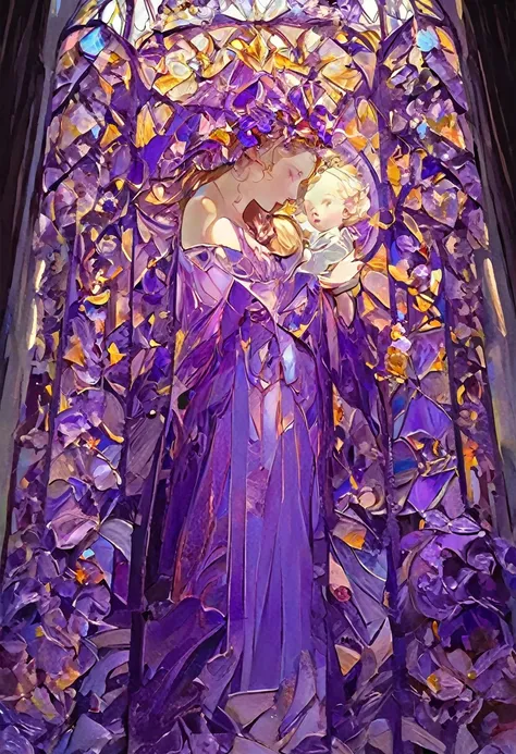 a picture of a stained glass window, intricate art, vector art, by Mario Dubsky, stained glass art, amethyst stained glass, detailed art in color, by Robert Richenburg, by Adrienn Henczné Deák