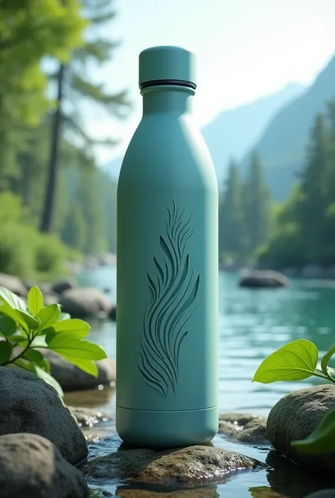 Plastic water bottle name cascade logo 
nature based picture 