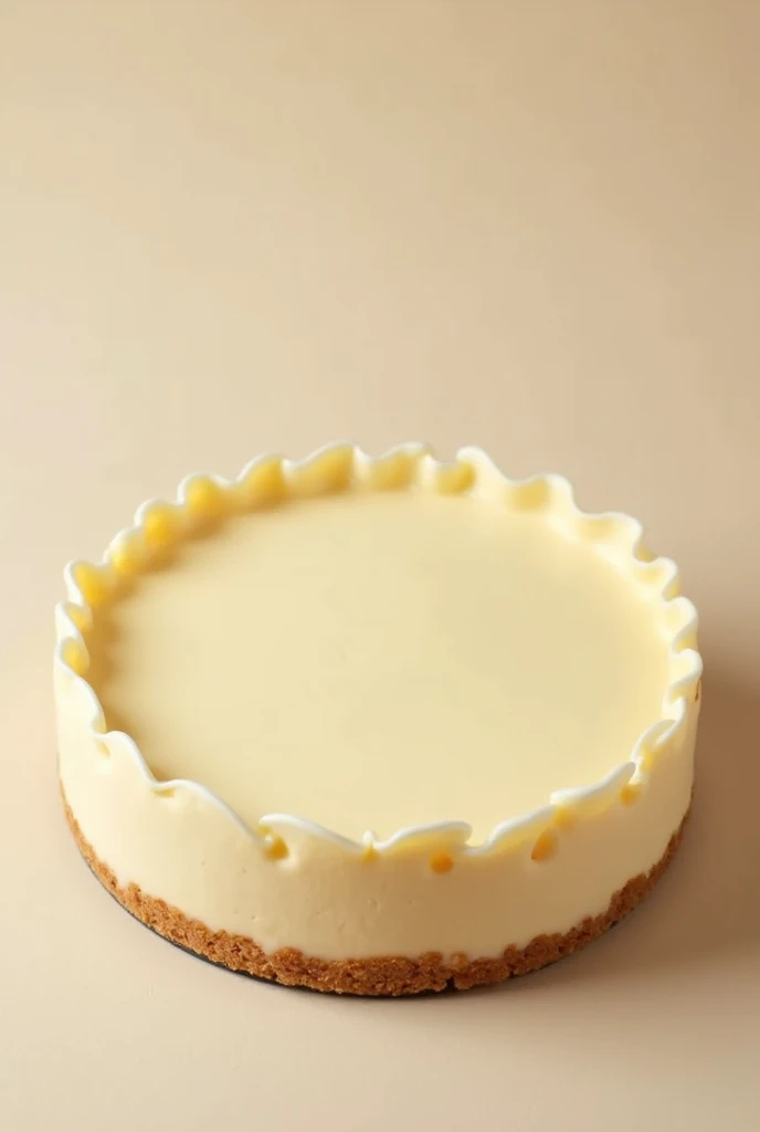 Image of a cheesecake without any toppings, the cake is not cut and is circular 