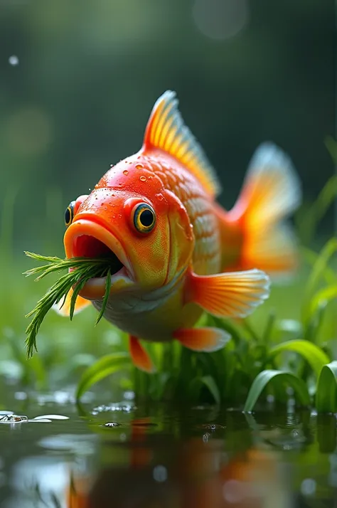 A fish eat grass 