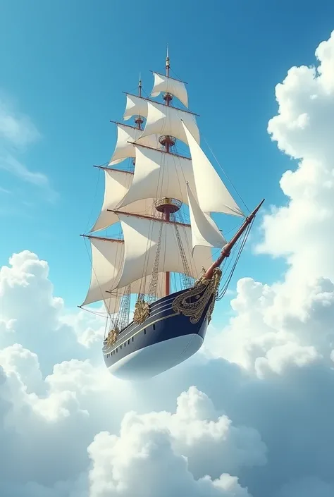 Generate a boat flying in the sky