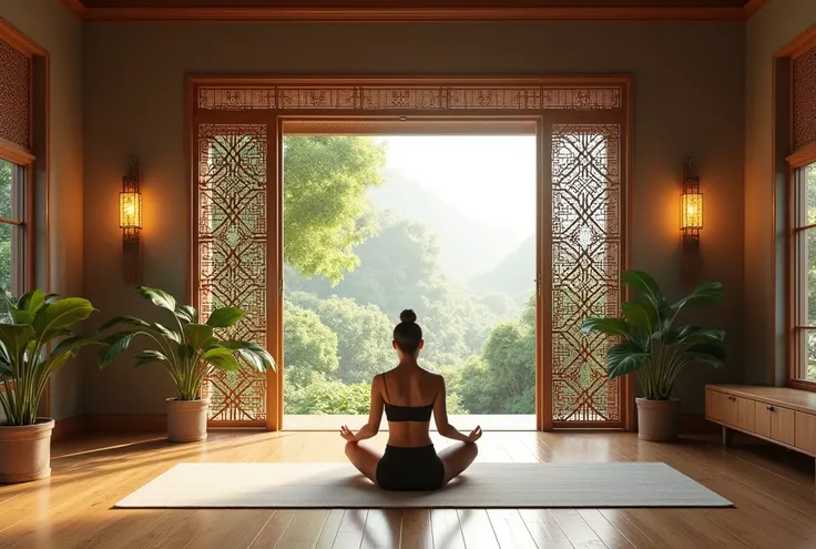 Yoga room, modern indochina style