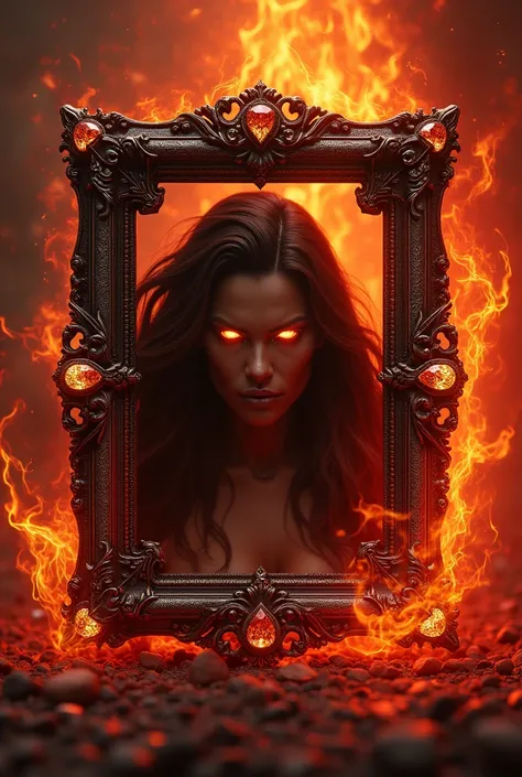 Burning blood themed frame with gems and decoration