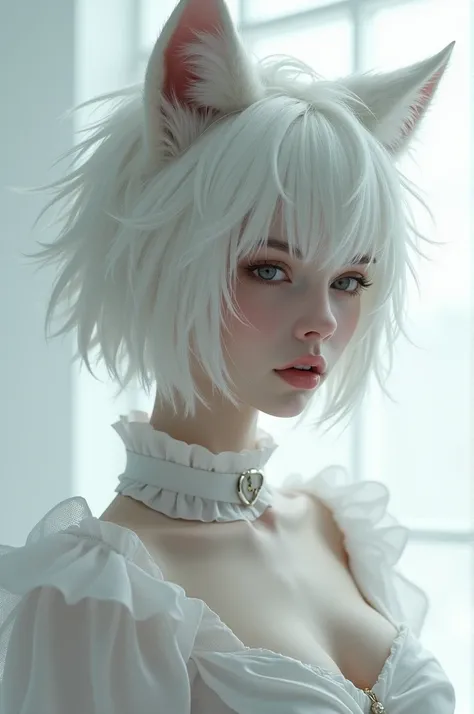 ((High quality)) pale skin femboy with wolf cut hair