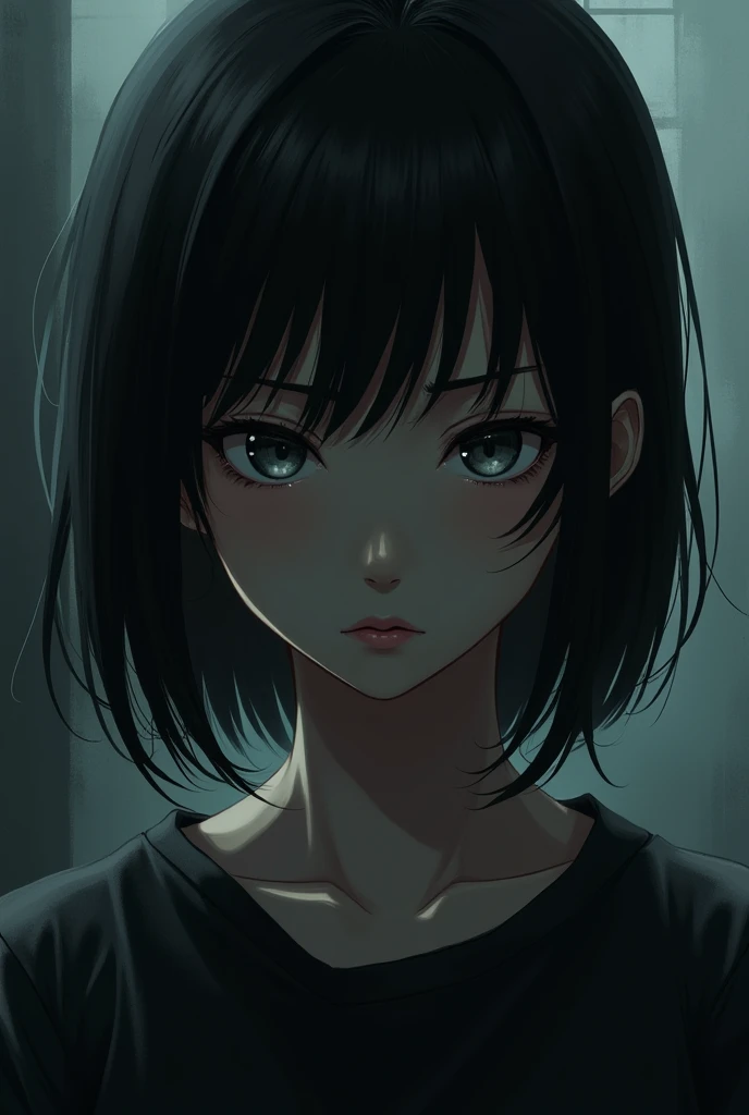 Dark anime 2d style girl