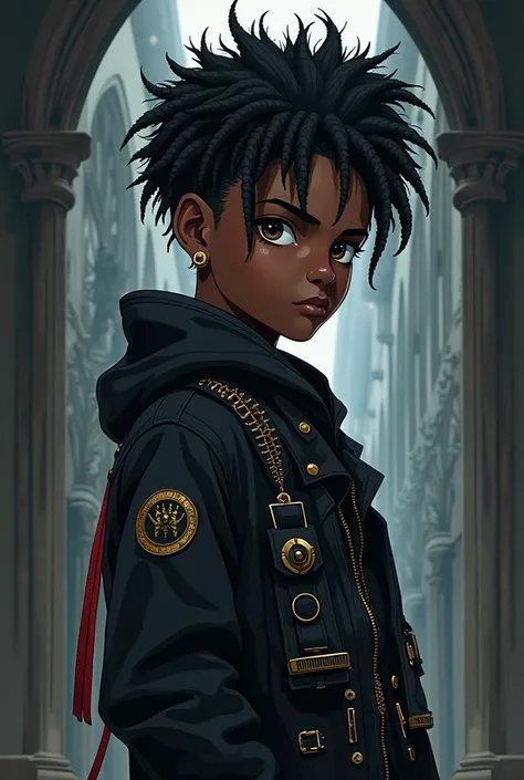 Black boy style with gothic anime 2d clothes