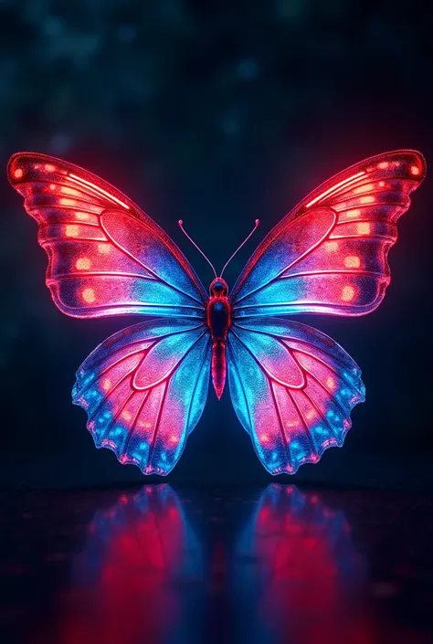 Neon butterfly in red and blue