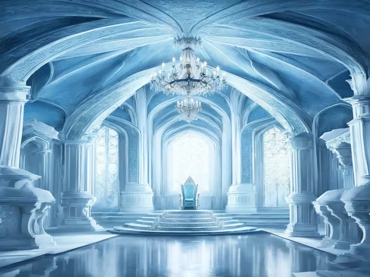 there is a large room with a chandelier and a chandelier, kingdom of light scenario, palace background, in a throne room, exquisitely designed throne room, stunning arcane scenery, cathedral background, throne room, a crystal clear room, interior backgroun...